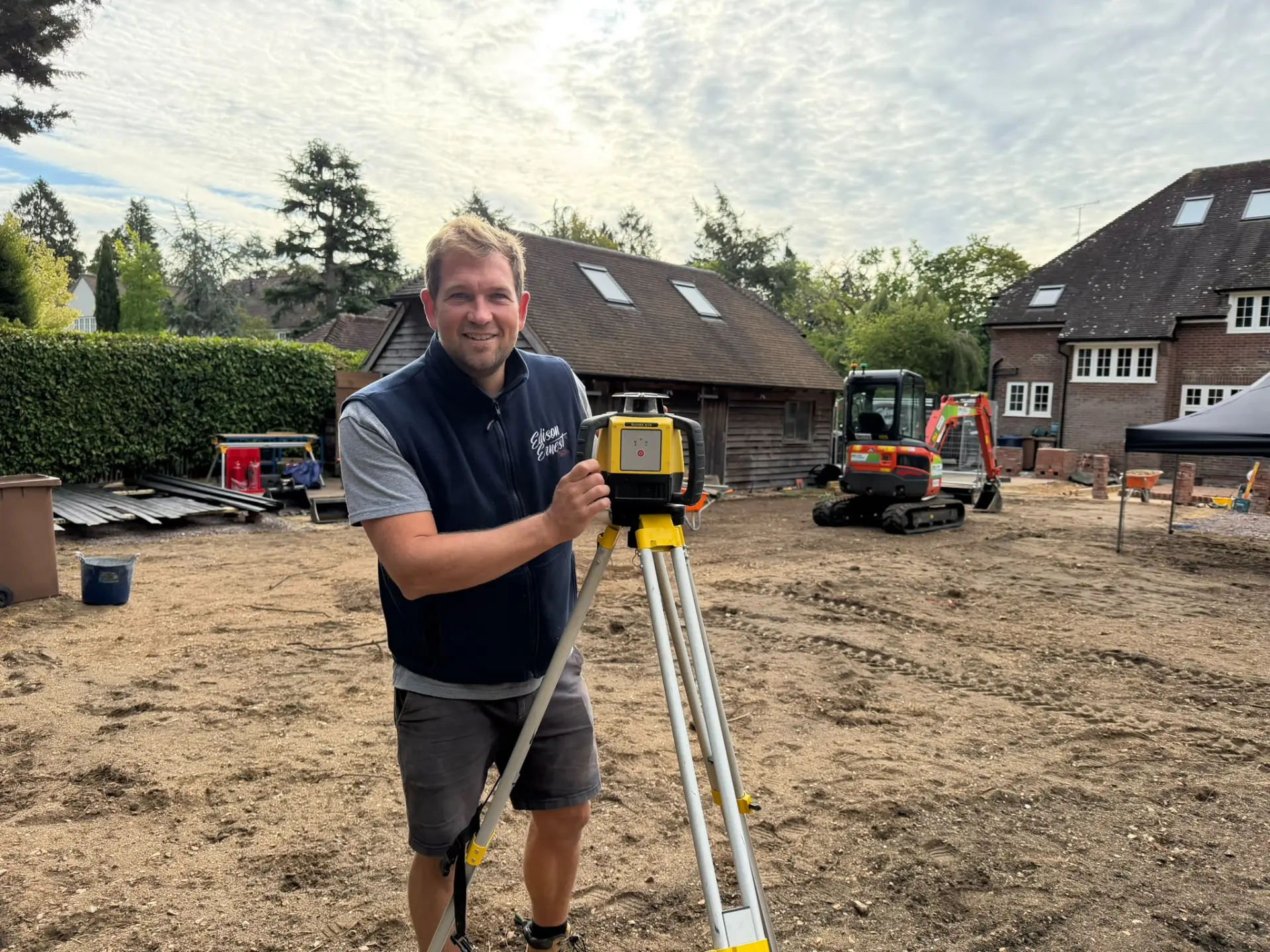 Ed Verity setting out a landscape construction project