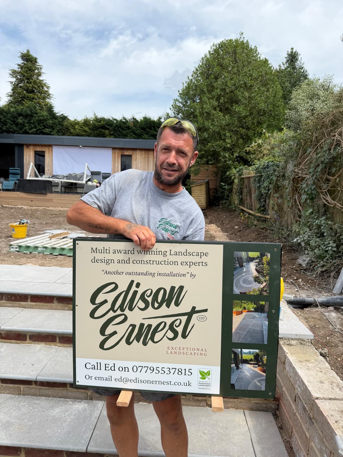 Dave on a garden construction site